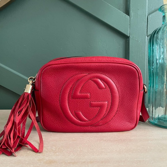 Gucci Handbags - Used Gucci Disco SOHO Red Crossbody Leather Bag